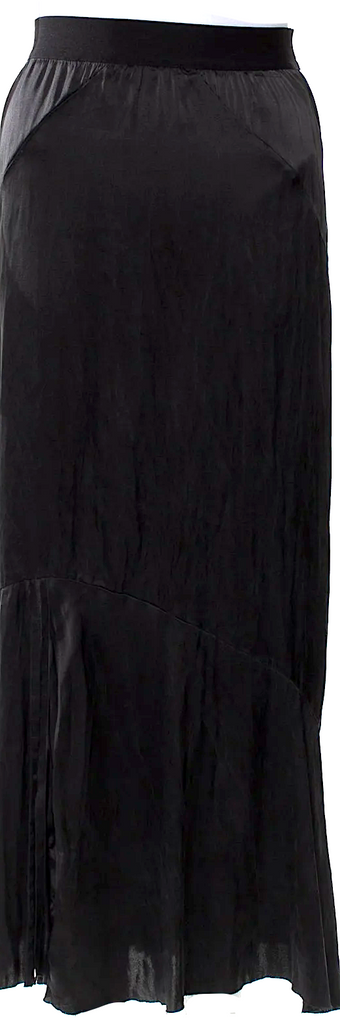 Ann Demeulemeester Belgium. Black Silk/Spandex 2010's Collection Vintage Midi Length Skirt