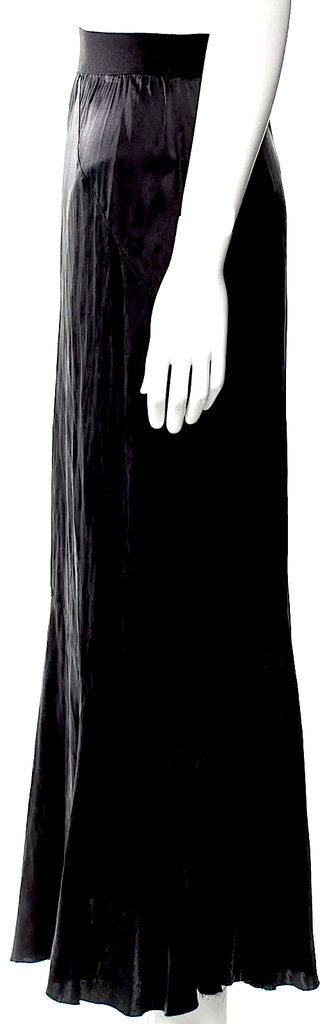 Ann Demeulemeester Belgium. Black Silk/Spandex 2010's Collection Vintage Midi Length Skirt