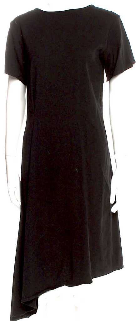 Ann Demeulemeester Belgium. Black Wool/Rayon blend Midi Length Dress