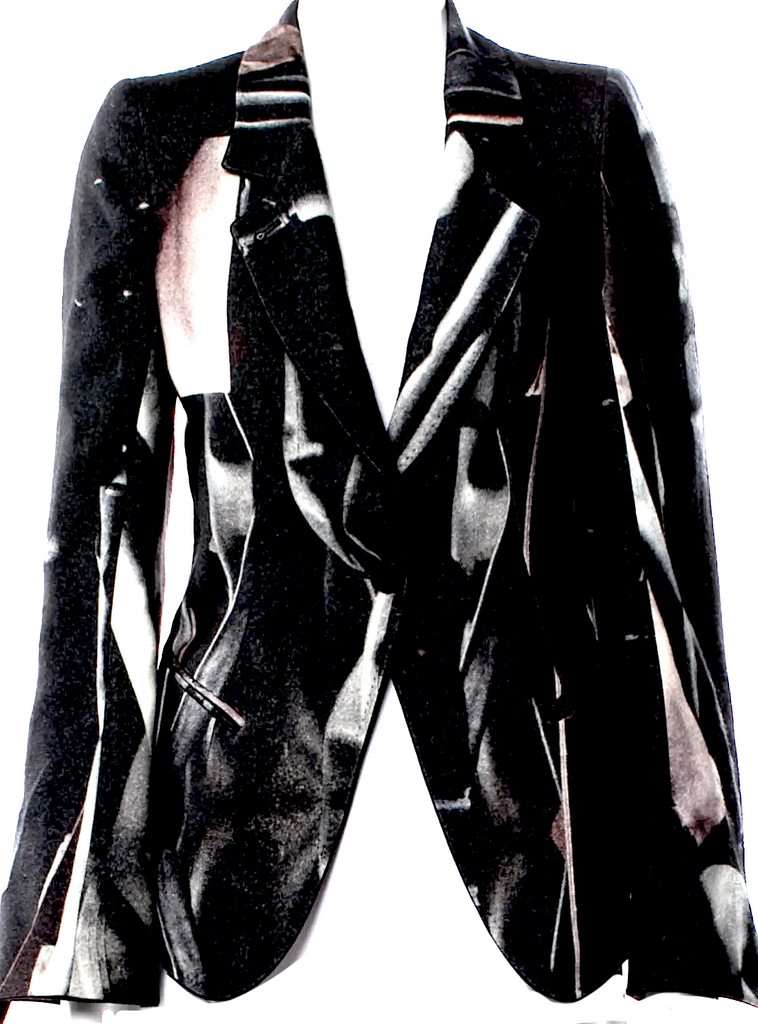 Ann Demeulemeester Belgium. Grey F/W 2016 Collection Printed Blazer