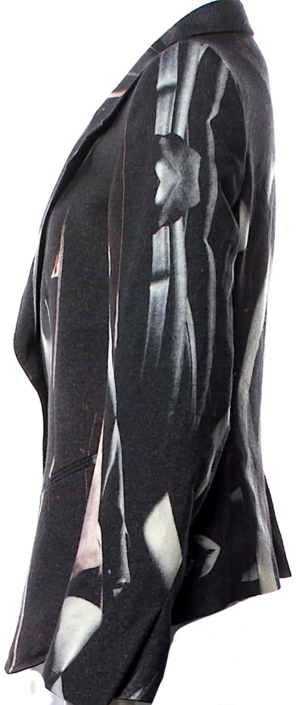 Ann Demeulemeester Belgium. Grey F/W 2016 Collection Printed Blazer