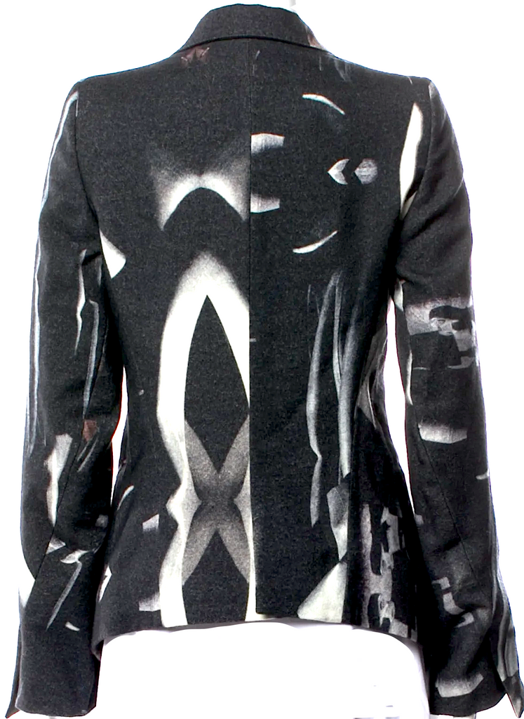 Ann Demeulemeester Belgium. Grey F/W 2016 Collection Printed Blazer