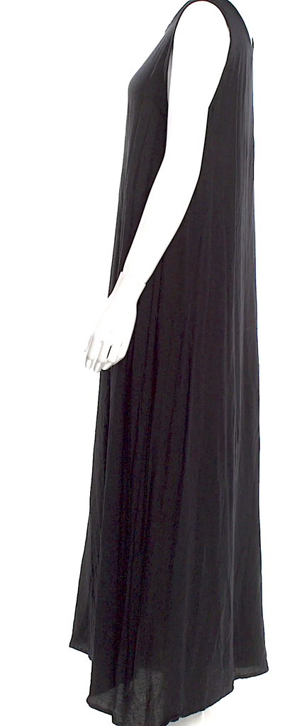 Ann Demeulemeester Belgium. Black Rayon Long Dress