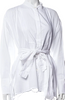 Ann Demeulemeester Belgium. White Cotton Long Sleeve Button-Up Top
