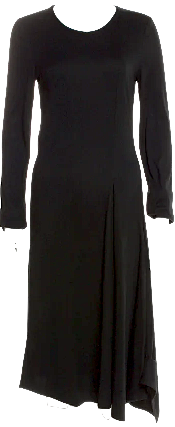 Ann Demeulemeester BELGIUM. Black Crew Neck Midi Length Dress