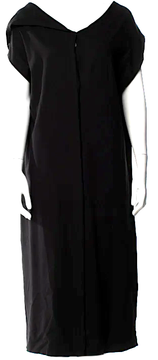 Ann Demeulemeester BELGIUM. Black/Blue Virgin Wool Midi Length Dress