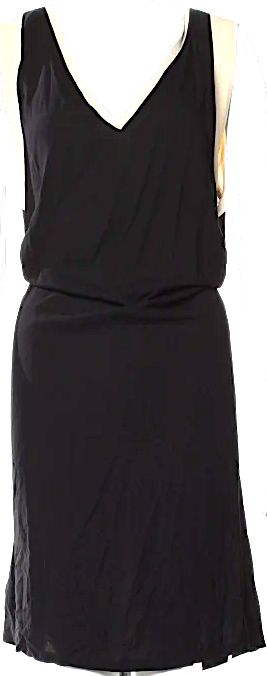 Ann Demeulemeester Belgium. Black Viscose V-Neck Knee-Length Dress