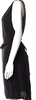 Ann Demeulemeester Belgium. Black Viscose V-Neck Knee-Length Dress