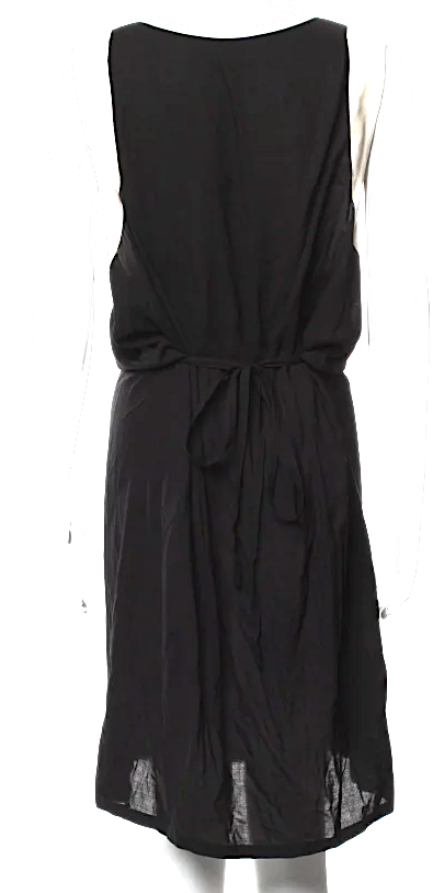 Ann Demeulemeester Belgium. Black Viscose V-Neck Knee-Length Dress