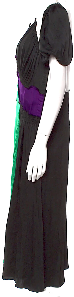 ATTICO. Viscose Blend Colorblock Deconstruct Pattern Midi Length Dress