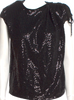 ATTICO. Black Sequin Short Sleeves Top