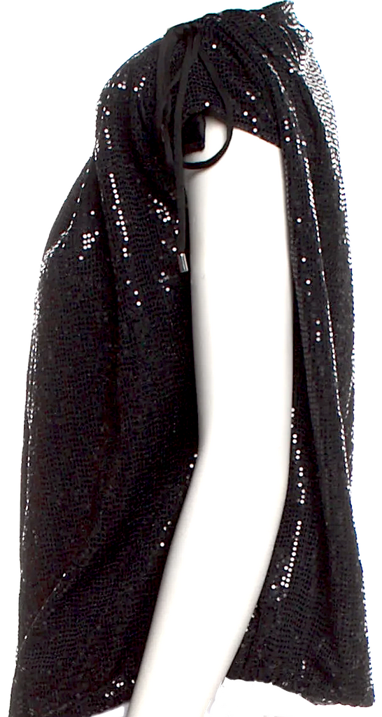 ATTICO. Black Sequin Short Sleeves Top