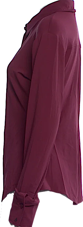 The Attico MILAN. Burgundy Acetate Blend Long Sleeve Button-Up Top