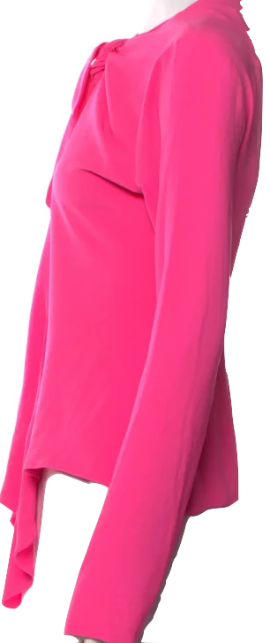 The Attico MILAN. Pink Tie Neck Long Sleeve Top