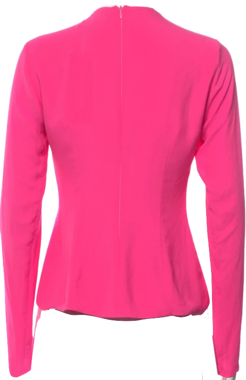 The Attico MILAN. Pink Tie Neck Long Sleeve Top