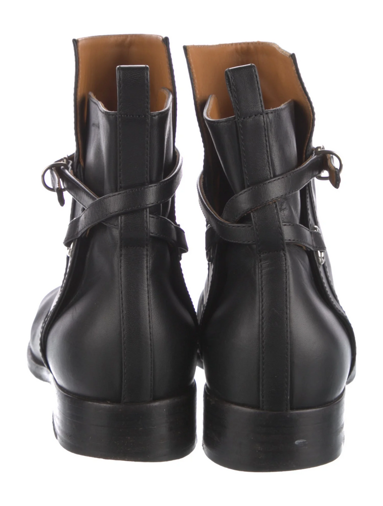 Balenciaga Paris. Black Leather Moto Boots SZ: 8.5 | US8.5, IT38.5