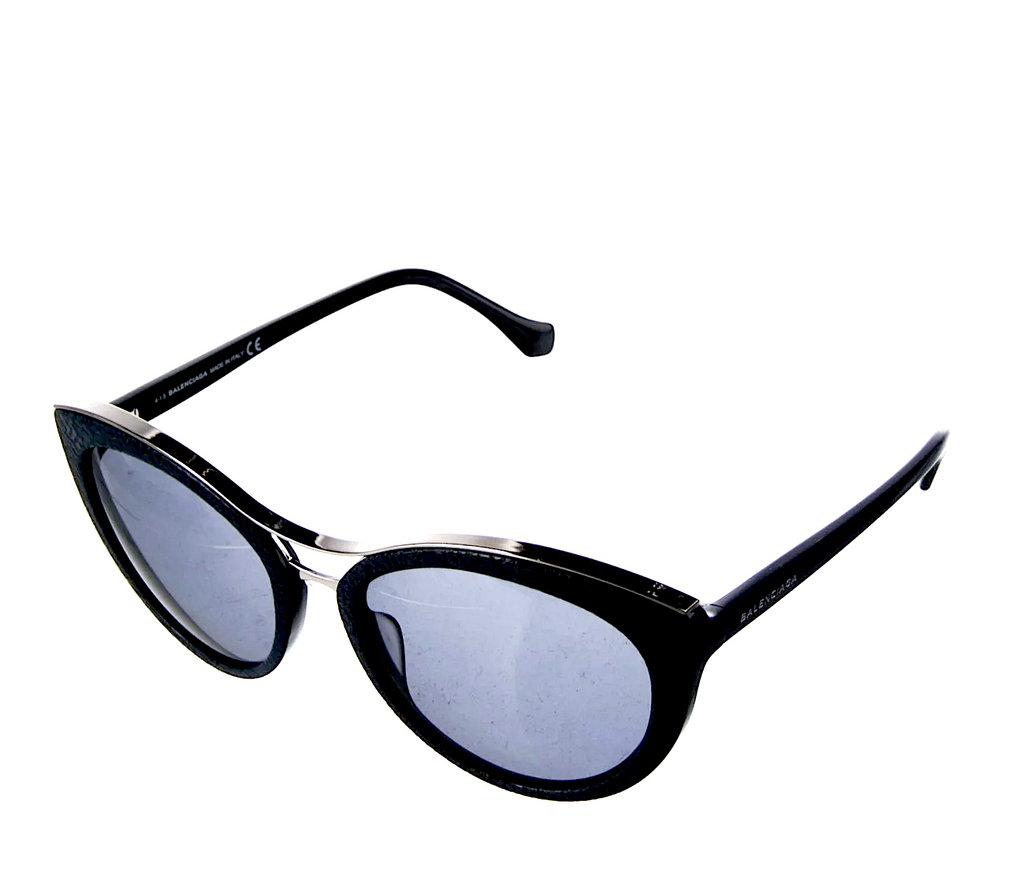 Balenciaga Paris. Silver Toned Metal Round Tinted Sunglasses