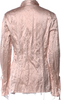 Blumarine Italy. Anna Molinari. Distressed PolyTech Long Sleeve Button-Up Top