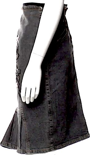 Blumarine Italy. By Anna Molinari.  Vintage Grey Cotton Embellished Knee-Length Skirt