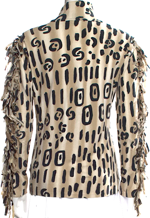 Blumarine Italy. Anna Molinari Designer. Beige Viscose Animal Print Turtleneck Top