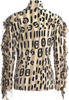 Blumarine Italy. Anna Molinari Designer. Beige Viscose Animal Print Turtleneck Top