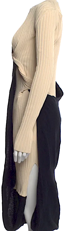 Bottega Veneta ITALY. Designer: Daniel Lee.  Knit Colorblock Pattern Midi Length Dress