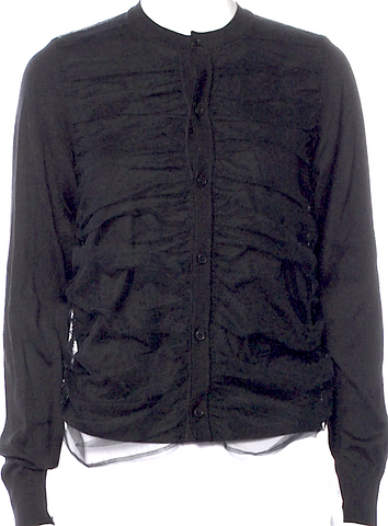 ISSEY MIYAKE JAPAN. sunaokuwahara Black Wool Linen Stripe Layered Pleats Mini Skirt