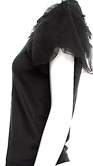 Comme des Garçons Noir Kei Ninomiya Japan. Black Cotton/Nylon Crew Neck Short Sleeve Top