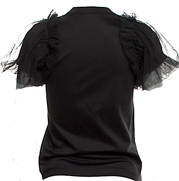 Comme des Garçons Noir Kei Ninomiya Japan. Black Cotton/Nylon Crew Neck Short Sleeve Top