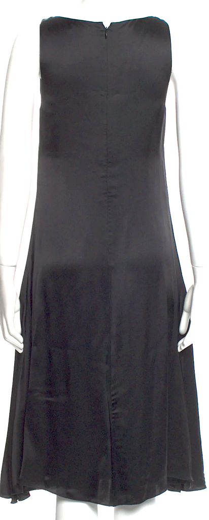 Celine Paris. PHOEBE PHILO. Vintage Black Viscose V-Neck Midi Length Dress