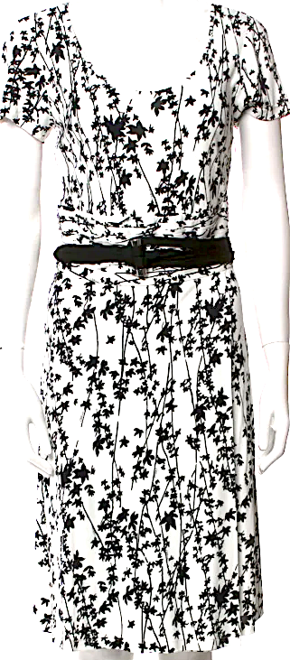 Celine PARIS. Vintage Black Floral Knee-Length Dress