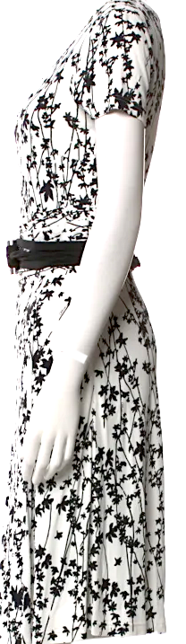 Celine PARIS. Vintage Black Floral Knee-Length Dress