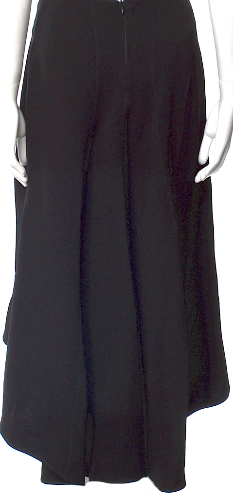 Celine Paris. BY PHOEBE PHILO. Black PolyTech Pleated Accents Midi Length Skirt