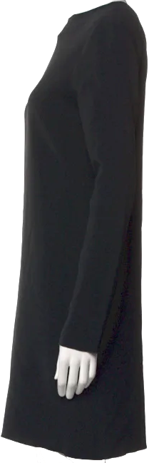 Celine PARIS. PHOEBE PHIBLO Black Viscose/Acetate Blend Black Crew Neck Mini Dress