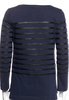 Celine Paris. PHOEBE PHILO. Dark Navy Cotton/Lambskin Striped Crew Neck Top