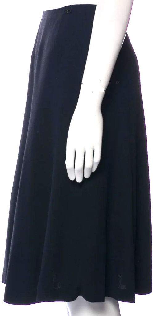 Chanel Paris. Vintage Midnite Navy Acetate/Viscose Knee-Length Skirt From 2002 Cruise Collection By Karl Lagerfeld