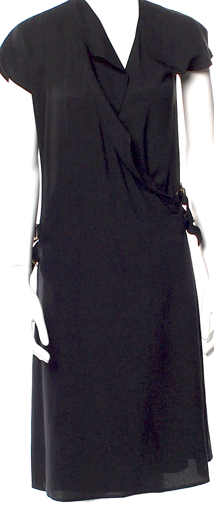 Chloé Paris. Black Silk Vintage Midi Length Dress