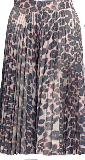 RAF SIMONS FOR Calvin Klein 205W39NYC. Neutrals Pleated Animal Print Midi Length Skirt