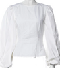 Calvin Klein NY. RAF SIMONS DESIGNER. 205W39NYC  White Crew Neck Long Blousson Sleeve Top