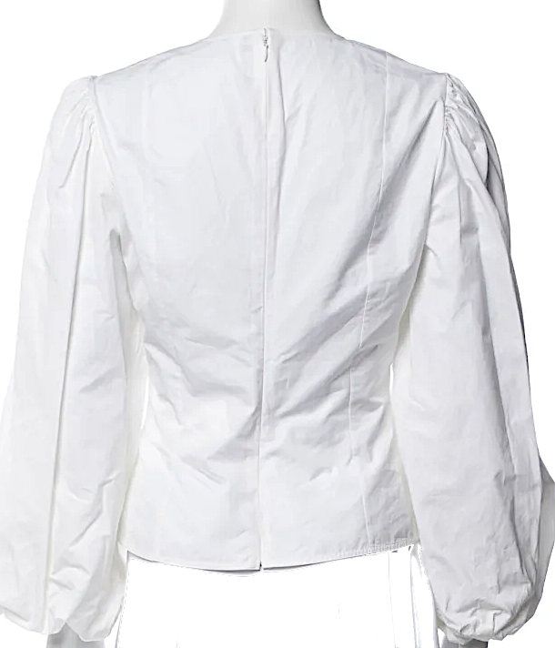 Calvin Klein NY. RAF SIMONS DESIGNER. 205W39NYC  White Crew Neck Long Blousson Sleeve Top