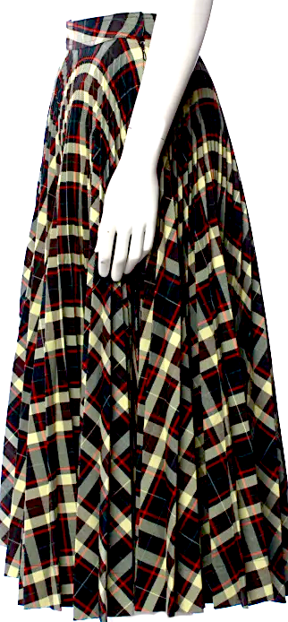 Calvin Klein/RAF SIMONS 205W39NYC.  Plaid Print Midi Length Skirt