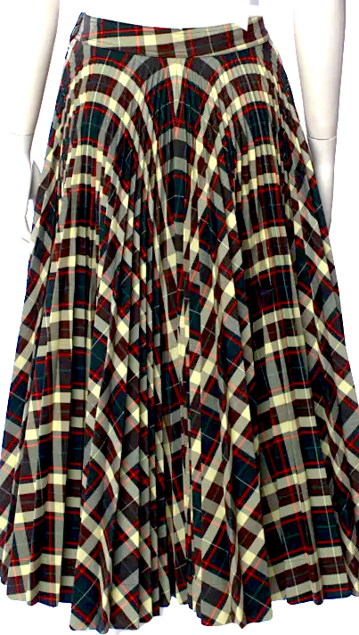 Calvin Klein/RAF SIMONS 205W39NYC.  Plaid Print Midi Length Skirt