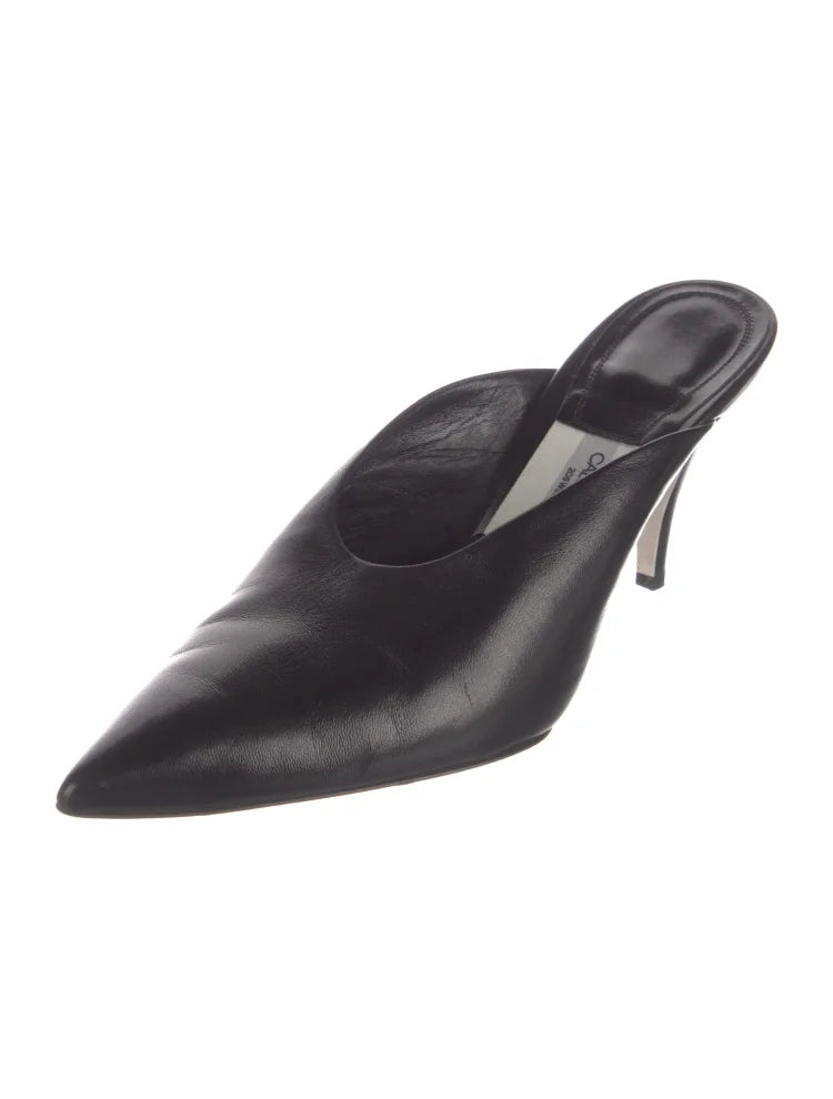 Raf Simons for Calvin Klein 205W39NYC Black Leather Silver Coated Bottoms Mules SZ40