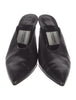 Raf Simons for Calvin Klein 205W39NYC Black Leather Silver Coated Bottoms Mules SZ40
