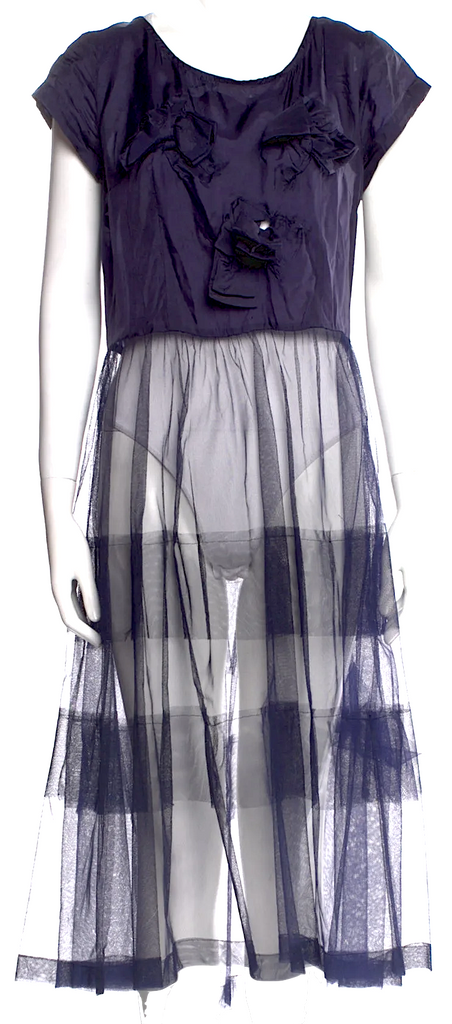 COMME DES GARÇONS Japan. Blue Striped Cupro Midi Length Dress