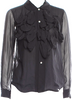 Comme des Garçons Japan. Black Ruffle Embellishment Long Sleeve Button-Up Top