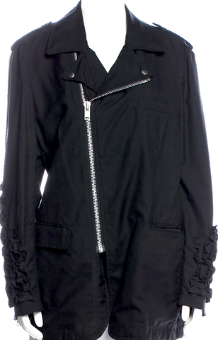 Comme des Garçons Comme des Garçons Japan. Black Ruffle Accent Polytech Blazer