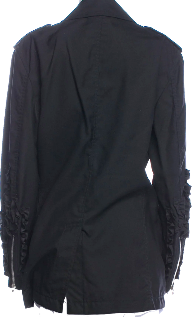 Comme des Garçons Japan. Black Ruffle Accents Wool Blazer