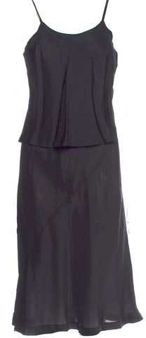 ACNE Studios Sweden. Black Sleeveless Crew Neck Side Slit Midi Silk Dress