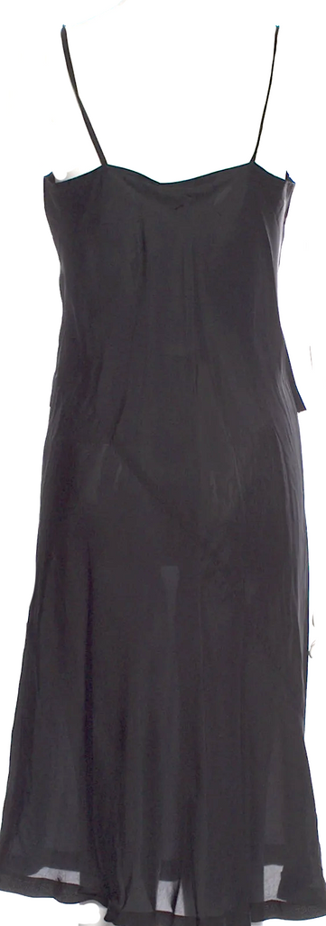 Comme des Garçons Japan. Black Cupro Scoop Neck Midi Length Dress